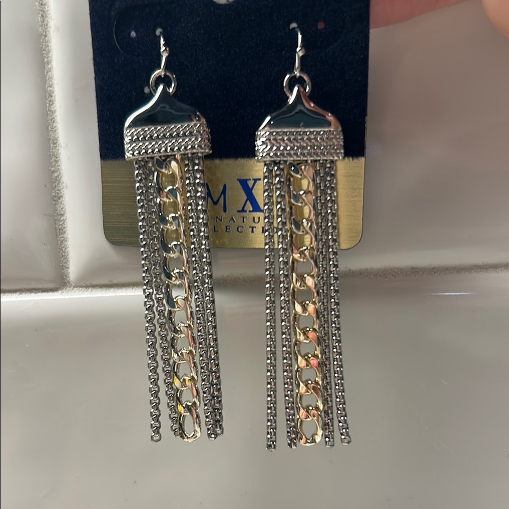 Elegant Silver and Gold Chain Earrings